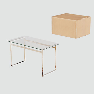 Minimalist Rectangular Dining Table with Tempered Glass Top for Living Room