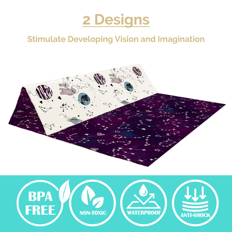 Pink Space Bears Large Foldable Waterproof Foam Play Mat