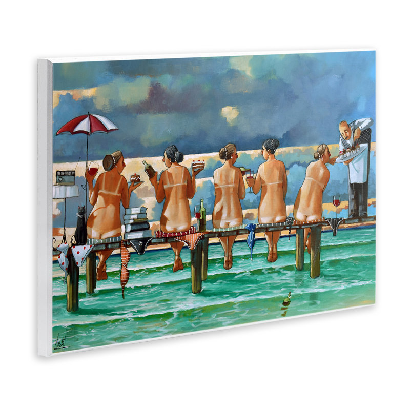 «Women on Dock with Tan Lines», art mural par Ronald West, H 13 po x l 19 po