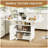 47" Wood Folding Dining Table with storage rack and cabinet, Removable Entryway Table with 6 Wheels, White Marble Color Kitchen Island, Side Table and Coffee Table Versatile Table Space Saving