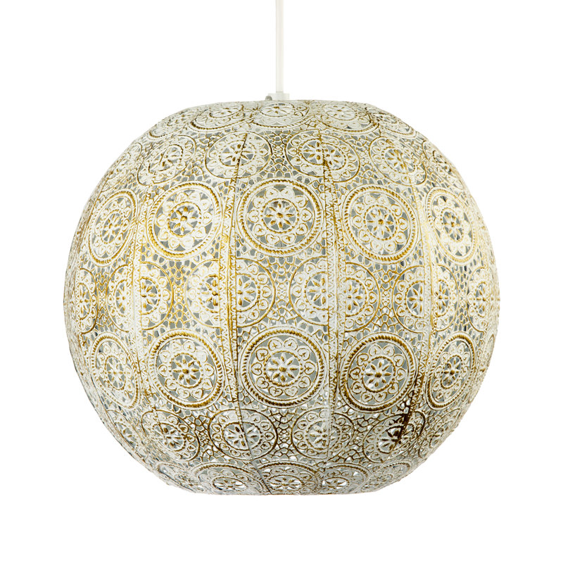Spherical Vintage Moroccan Pendant Lamp Shade By, Cream