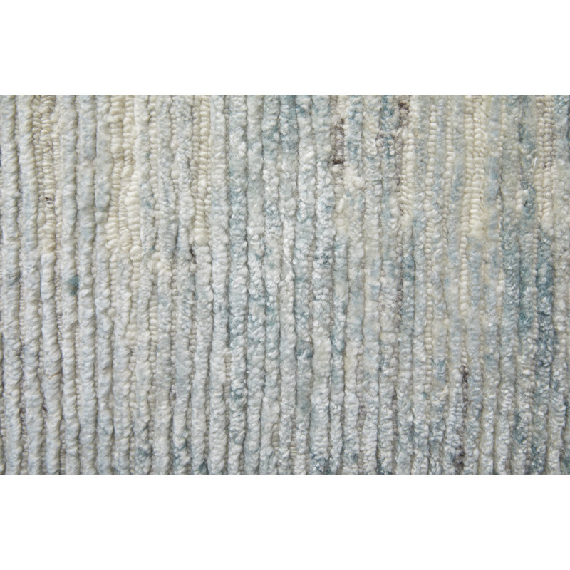 Brighton Handmade Wool Abstract Area Rug, Mint/Ivory, Rectangle 6'11" x 8'6"