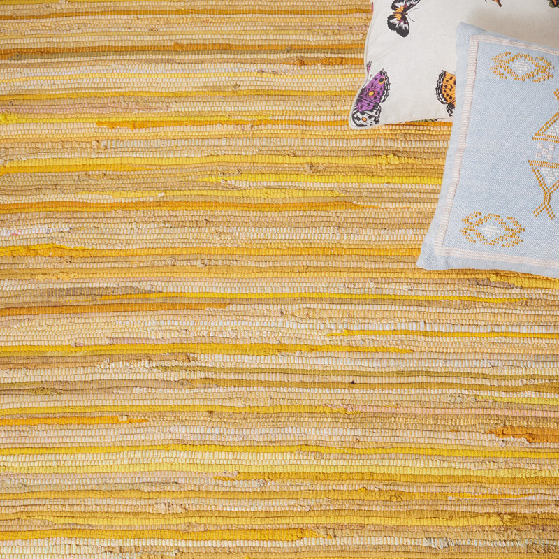 Tapis rayé en coton tissé à la main Caldina, Rectangle 3 pi x 5 pi