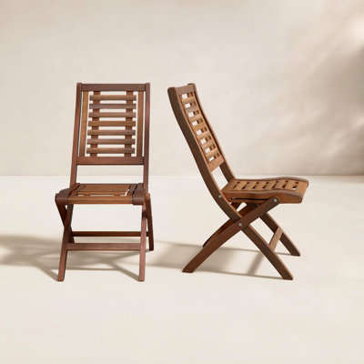Kinsler Foldable Eucalyptus Patio Side Chair