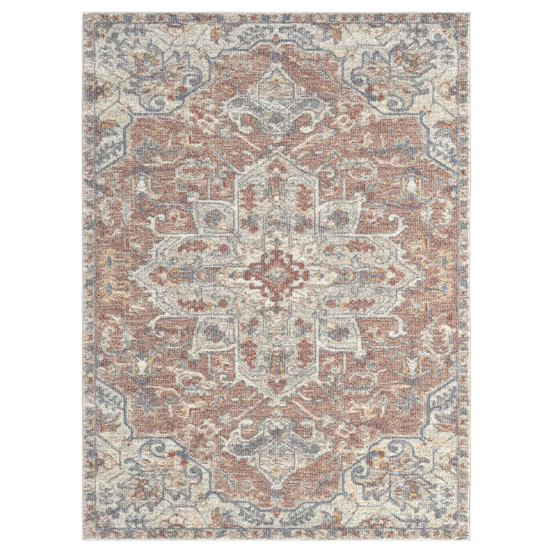Tapis crème et rouge Gerzon, Rectangle 4 pi x 6 pi