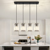 Luminaire suspendu moderne en cristal à 4 lumières pour îlot de cuisine Bette