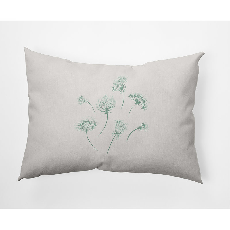Floral Reversible Throw Pillow, Green