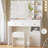 Makeup Vanity Set With Built-in Outlets And Lighted Mirror