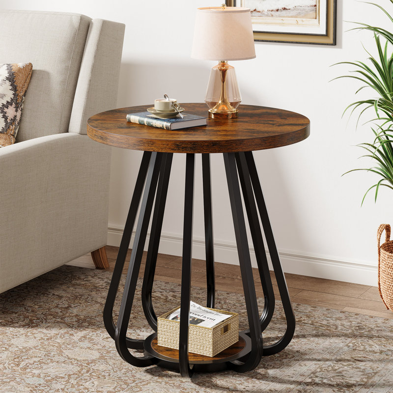 Table de bout ronde l 20 po, table d'appoint haute avec pieds en métal