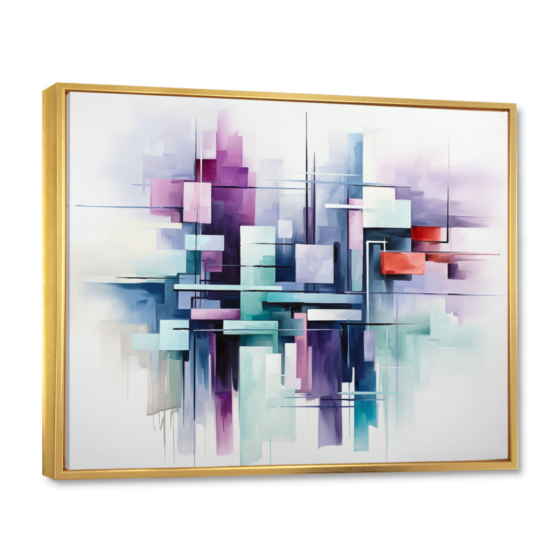 Suprématisme, illusions spatiales, H 24 po x l 32 po x P 1 po, Cadre flottant doré