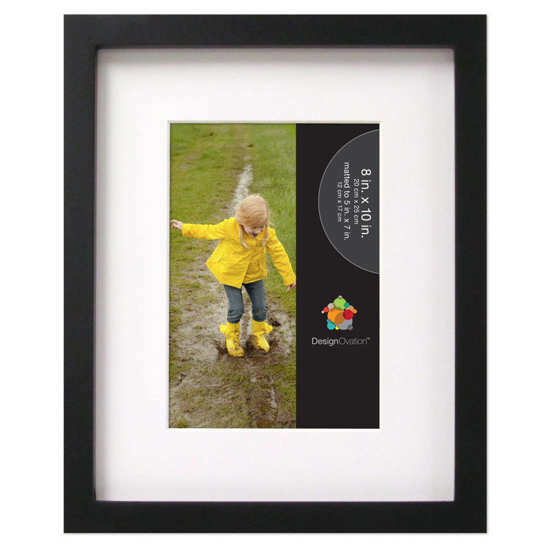 Lennert Matte Picture Frame - Set of 4 with Mat, 8" x 10" Matted to 5" x 7", Black
