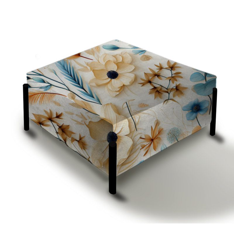 Coastal Retreat Ii Boho Motif - Grand repose-pieds carré Boho