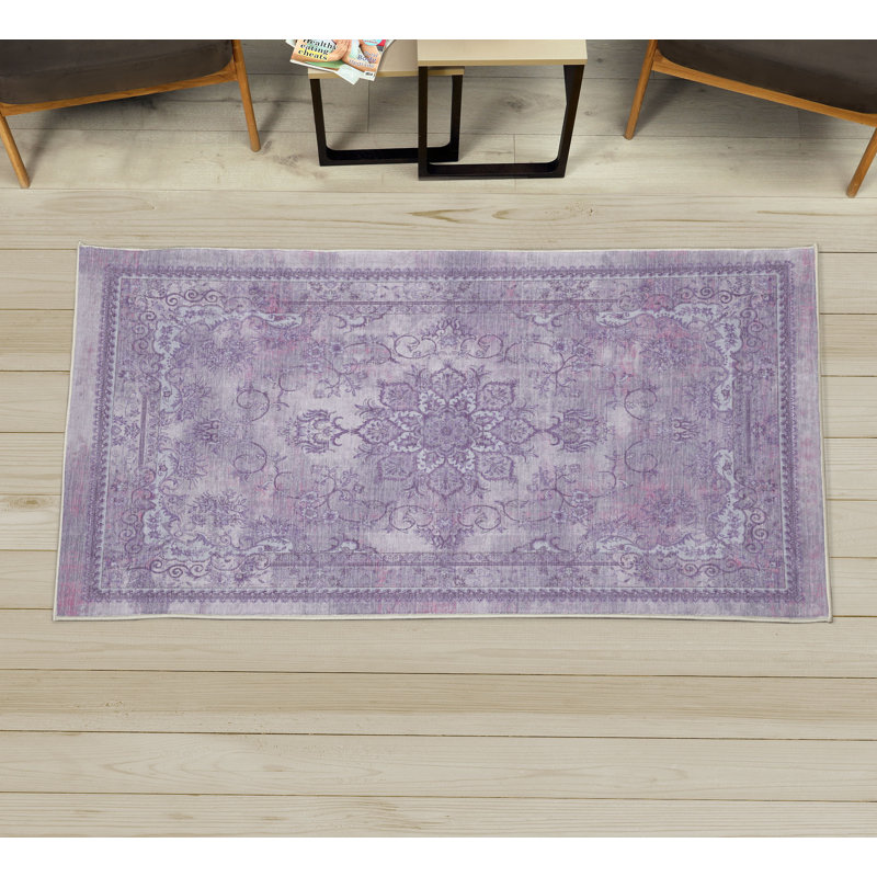 Tapis décoratif floral à haute densité en fibres de polyester, Rectangle 2 pi 3 po x 3 pi 9 po