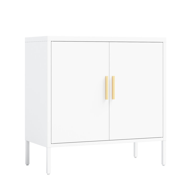 Armoire de rangement de garage en acier blanc avec 2 portes, tablettes réglables pour objets de valeur et objets lourds, construction, verrouillable, acier laminé à froid à haute résistance, structure, dimensions de 32,16 po