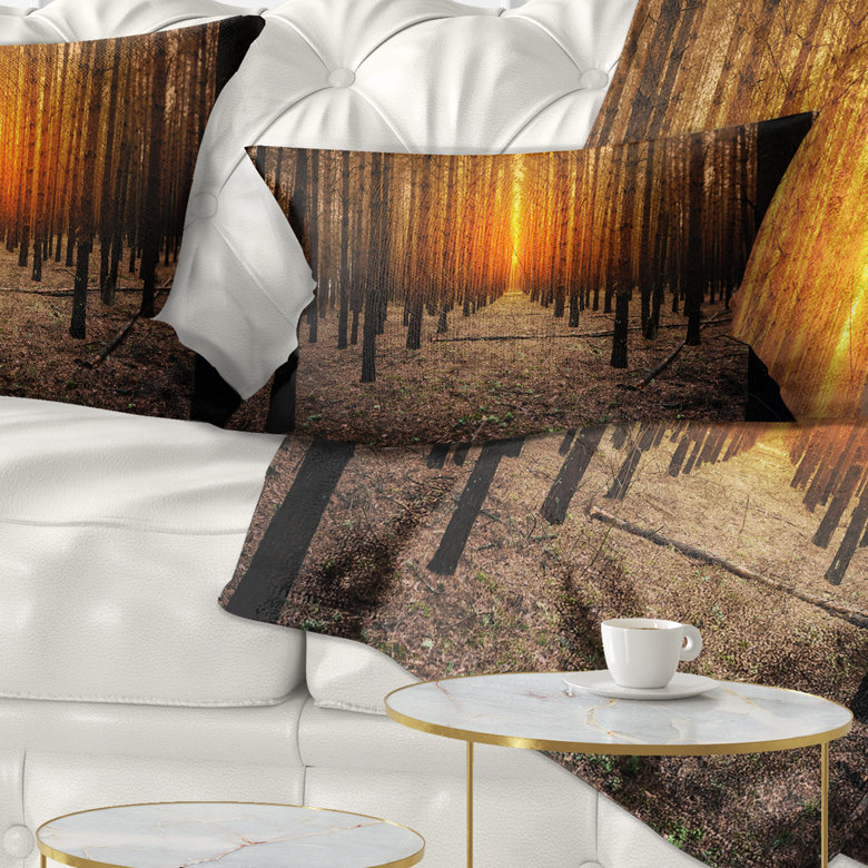 Coussin imprimé forêt, thème sombre, Halloween, Rectangle H 12 po x l 20 po, Lumbar Pillow