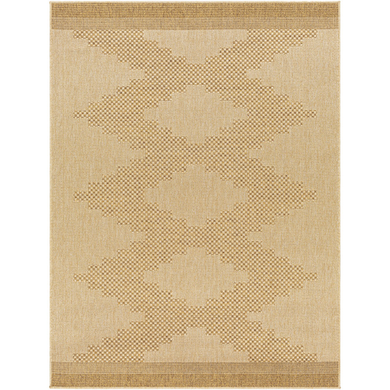 Jemichael Geometric Machine Woven Polypropylene Area Rug in Beige/Orange, Square 7'10"