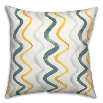 Coussin extérieur bleu et brun Squiggles