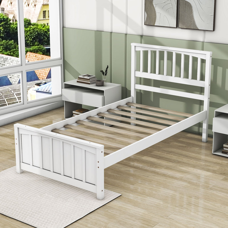 Lit plateforme simple en bois, Blanc