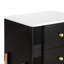 Table de chevet noire avec devant cannelé et pieds en métal doré, 2 tiroirs de rangement spacieux, facile à assembler et à entretenir pour la table de chevet, petites poignées à boutons exquises, fonctionnement facile-477739140