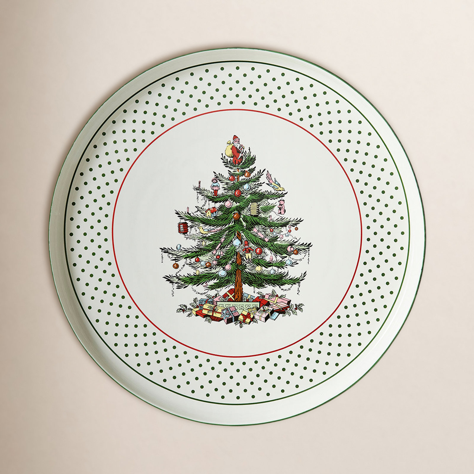 Christmas Tree Polka Dot Lazy Susan