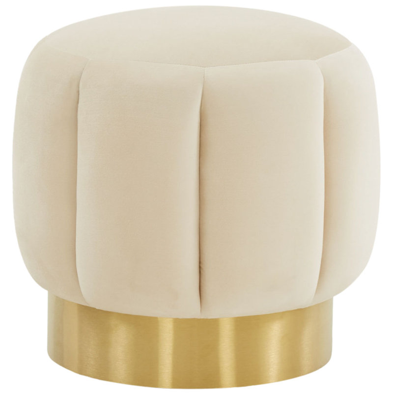 Maxine Round Ottoman, Cream Velvet