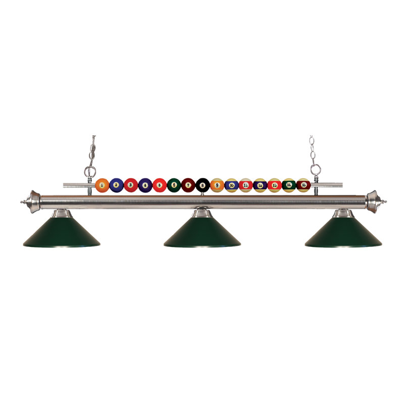 Chapa 3 - Light Pool Table Lights Pendant, Brushed Nickel, Dark Green
