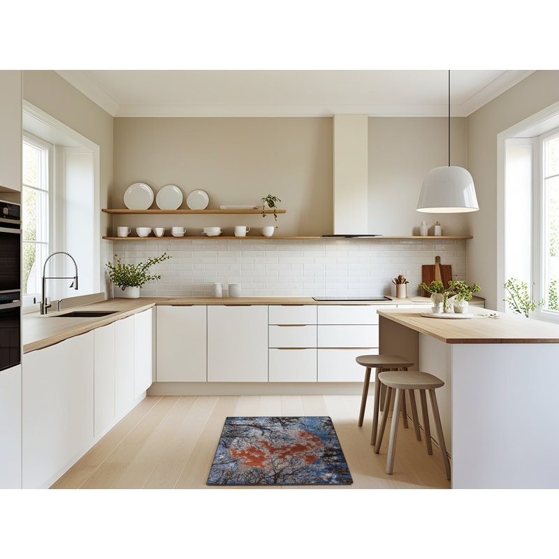 Tapis bleu / orange / noir Brussels, Tapis de couloir 2 pi x 5 pi
