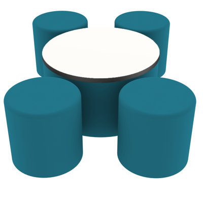 Pro Series Dry-Erase 30" Round Ottoman Table with Round 18" H Seating, 7-Piece Set