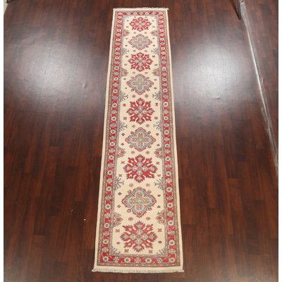 One-of-a-Kind 2'9" X 12' New Age Runner Wool Area Rug in Beige