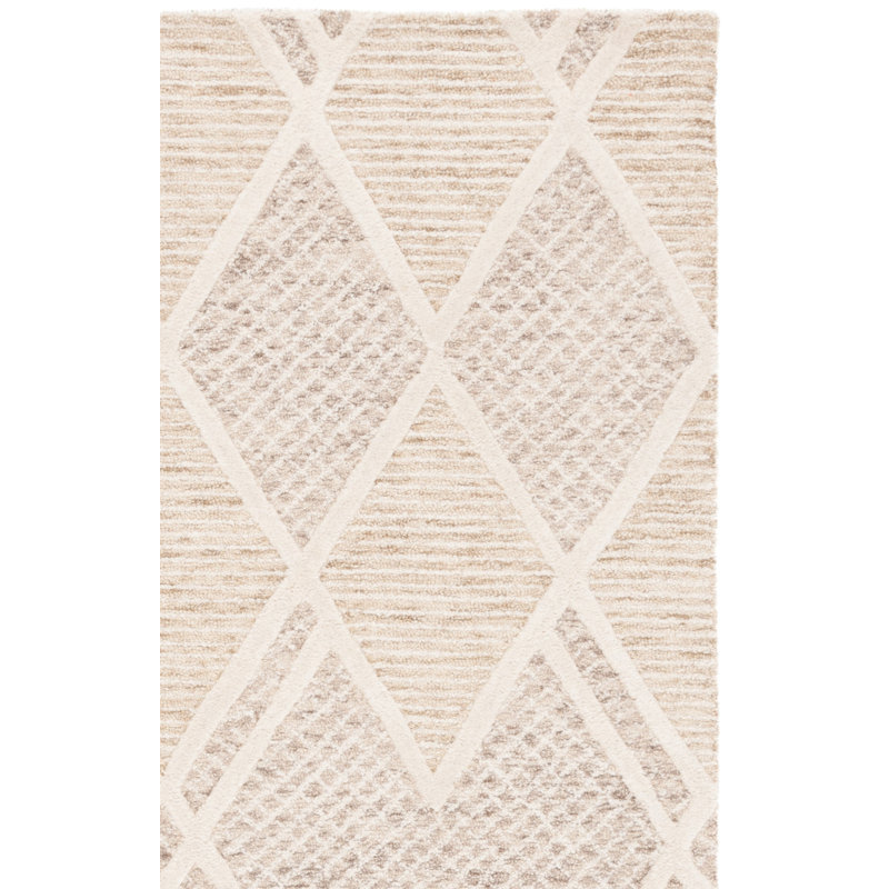 Geometric Hand-Tufted Wool and Cotton Area Rug, Square 6'