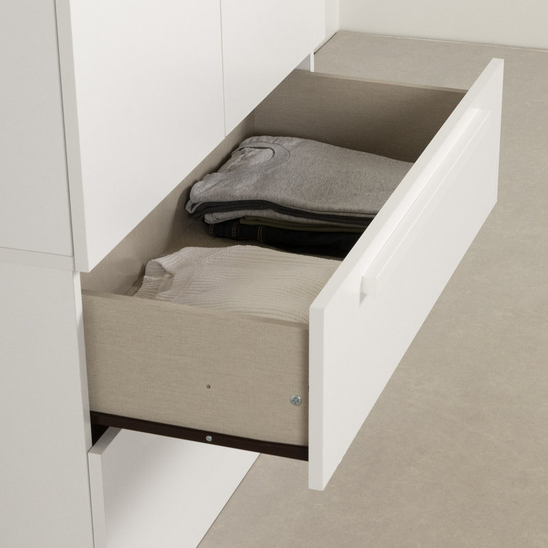 Armoire penderie Acapella avec portes et tiroirs, Blanc pur