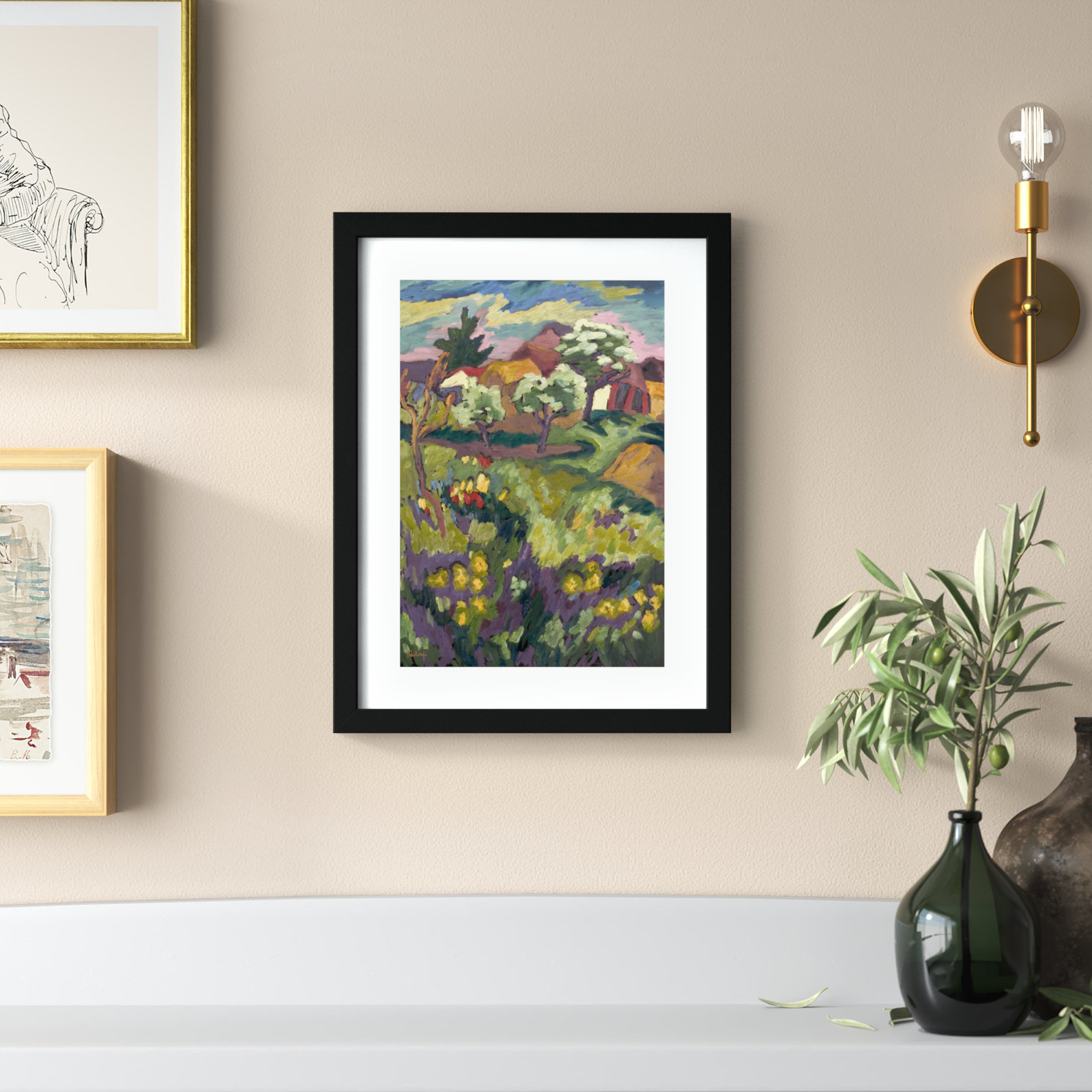 Garden of My Childhood Print, Black, 17" H x 13" W x 1" D