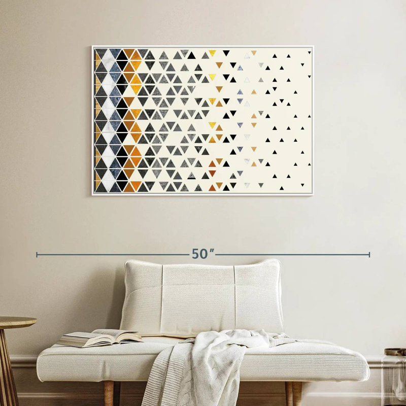 Triangle de folie, Cadre flottant blanc, 40 po x 27 po