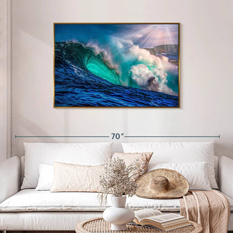 Grande vague, Cadre flottant doré, 43 po x 29 po