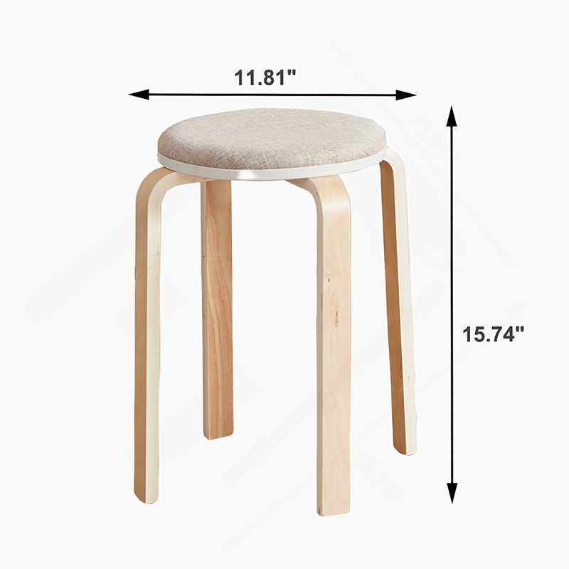 Set of 4 Stackable Stools, Stackable Bentwood Stools, Round Backless Chairs for Dining Room, Kitchen, Classroom, Beige