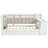 Full Size Daybed with Storage Shelves,Drawers,Charging Station,LED Light,Desk and Upholstered Headboard and Backrest,White-1929332798