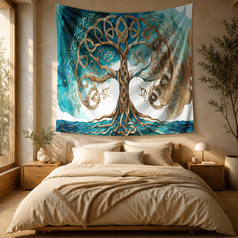 Tapisserie murale Sci Fi Celtic Tree of Life, 51 po x 60 po