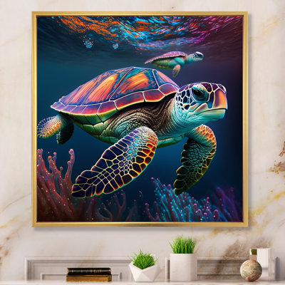«Colorful Deep Sea Turtle Portrait I», reproduction sur toile