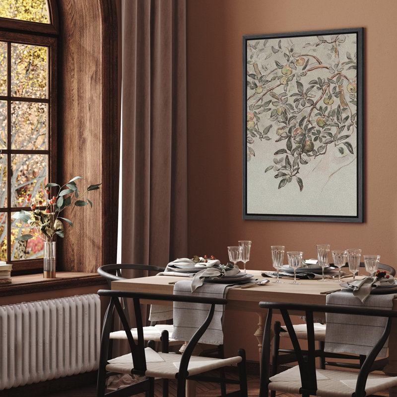 Parchemin vieilli avec illustrations florales de style rétro rustique, campagne française, Noir, H 24 po x l 16 po