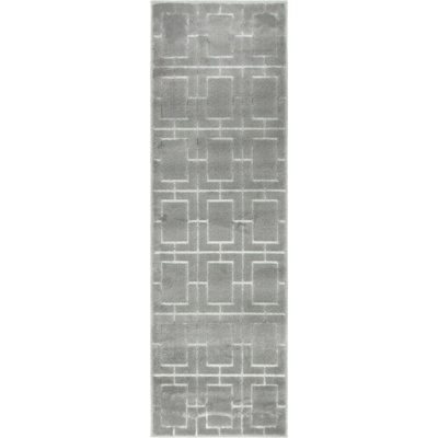 Glam Geometric Gray Silver Area Rug