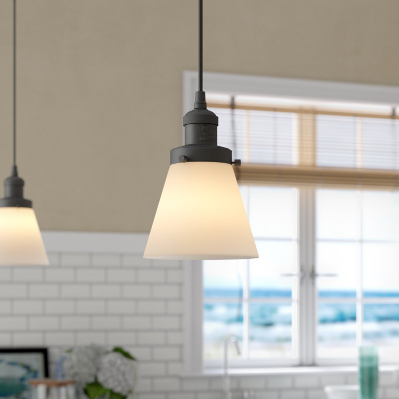 Parkview 1 - Light Single Pendant, Matte White Cased, 9.13" H x 6.25" W x 6.25" D, Oil Rubbed Bronze