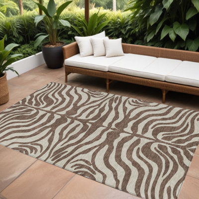 Tapis intérieur lavable à motif animal 8 po x 10 po brun