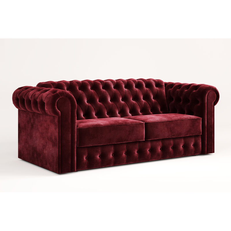 Jay-Be Chesterfield Sofa Bed with e-Sprung Mattress - Three seater - Luxe Velvet, Shiraz