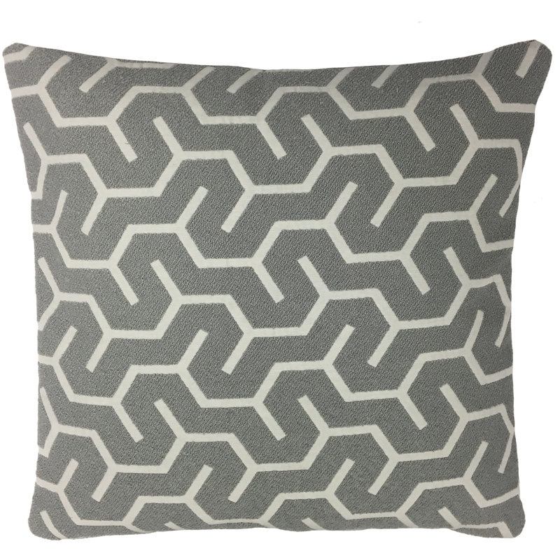 Coussin décoratif géométrique, 22 po x 22 po, Gris