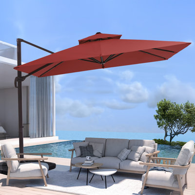 Deboah Outdoor Patio Cantilever Umbrella  Swivel Double Top Square Umbrella