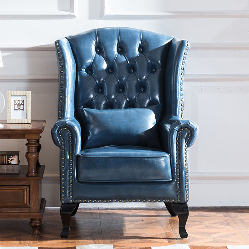 Élégant fauteuil inclinable en similicuir, Similicuir bleu