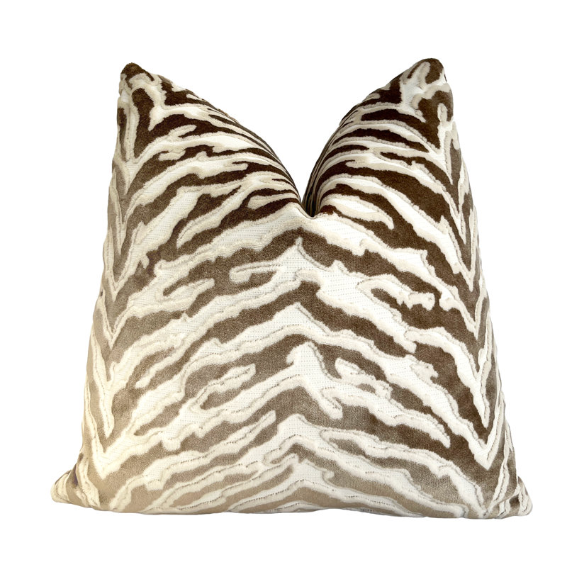 Housse de coussin en velours zébré, Beige, H 22 po x l 22 po
