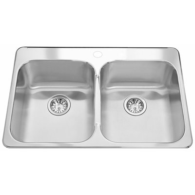 Évier de cuisine en acier inoxydable à double cuve encastrable 1 trou 31,25 po LR x 20,5 po FB