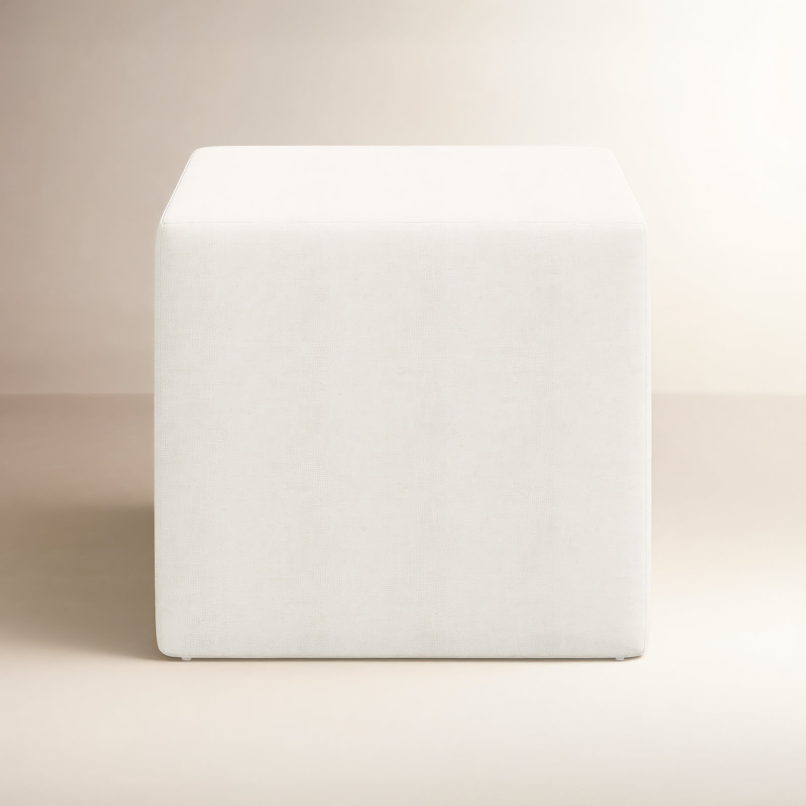 Bence Upholstered Ottoman, Zuma White Textured Linen