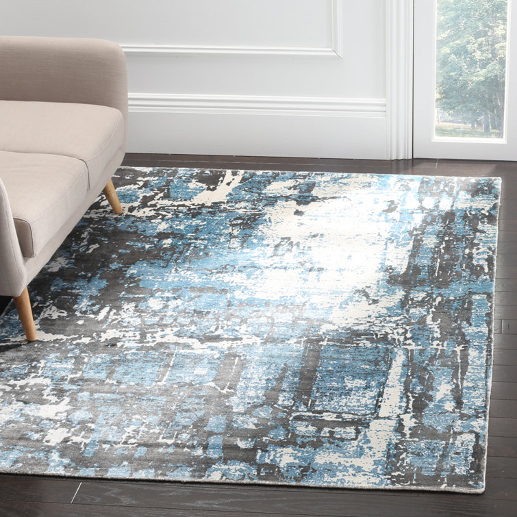 Tapis bleu tissé à la main Mcelroy